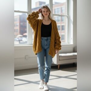 RACHEAL HAND MADE Chunky Knit Mustard Sweater